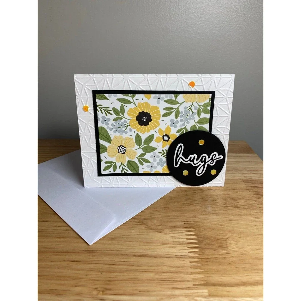Flower Hugs Greeting Card – Handmade A2 Card – All Occasion Sympathy Blank Card